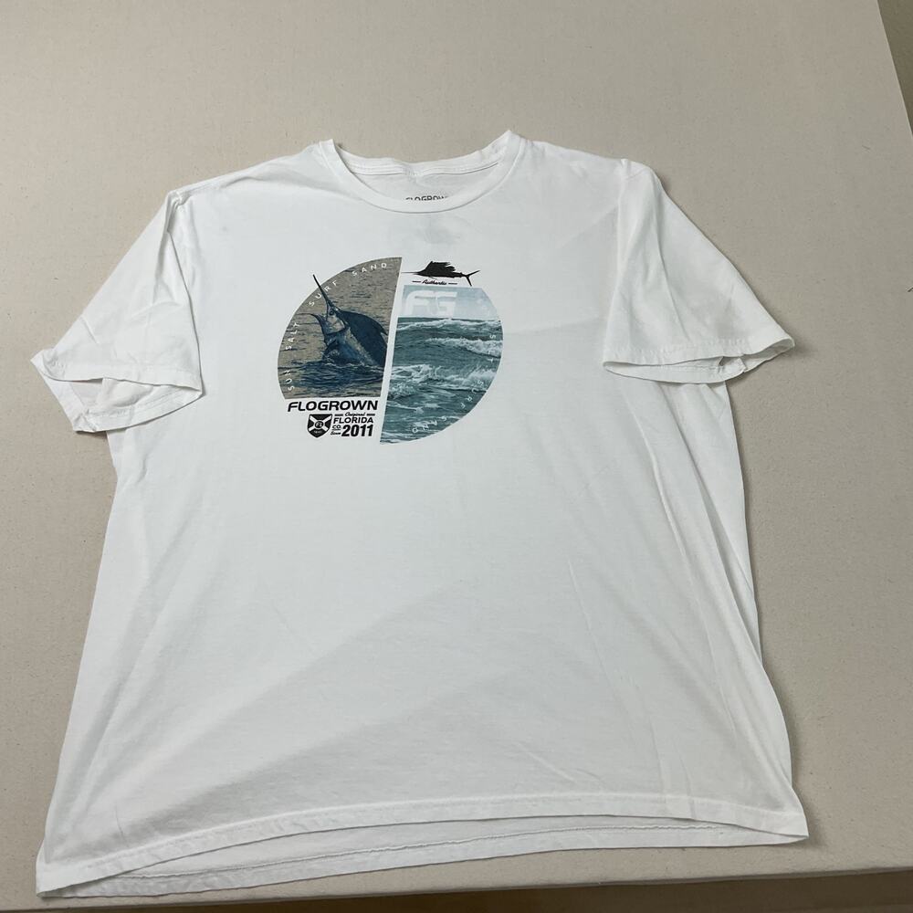 FloGrown Mens 2X White Short Sleeve Graphic T Shirt